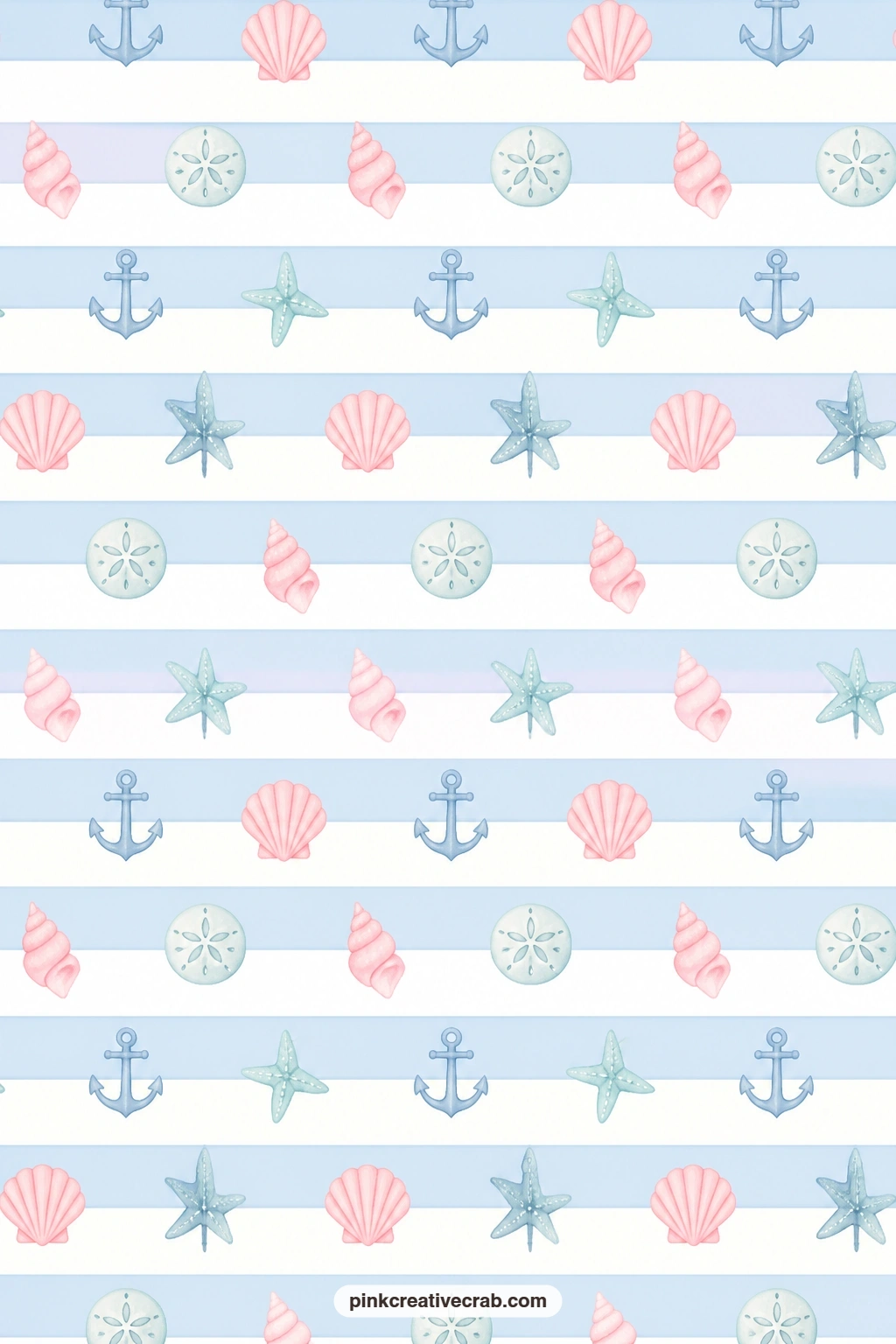 Nautical Stripe Paper printable page — Soft blue and white stripes run in a clean nautical rhythm, ideal as the base layer under a photo on any travel spread.