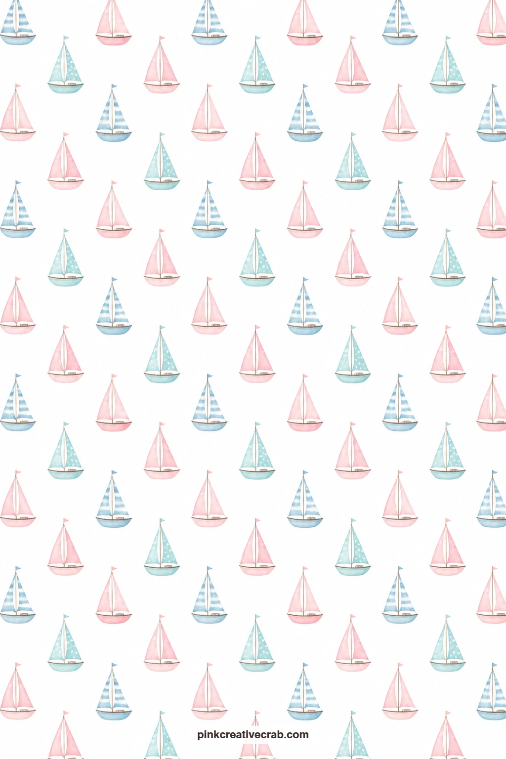 Sailboat Repeat Paper printable page — Little sailboats line up in a neat repeat on white, a calm base for a journal page under a photo of a dock or a pier.