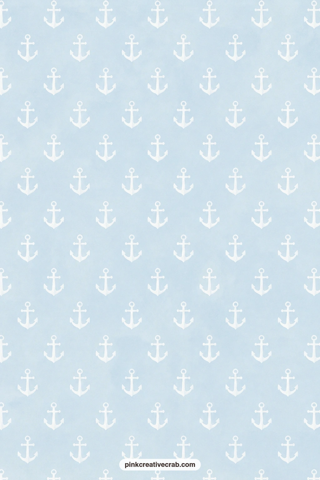 Anchor on Pale Blue Paper printable page — White anchors sit in neat rows on pale blue, pairing naturally with the Sailboat Repeat Paper for a two-sheet