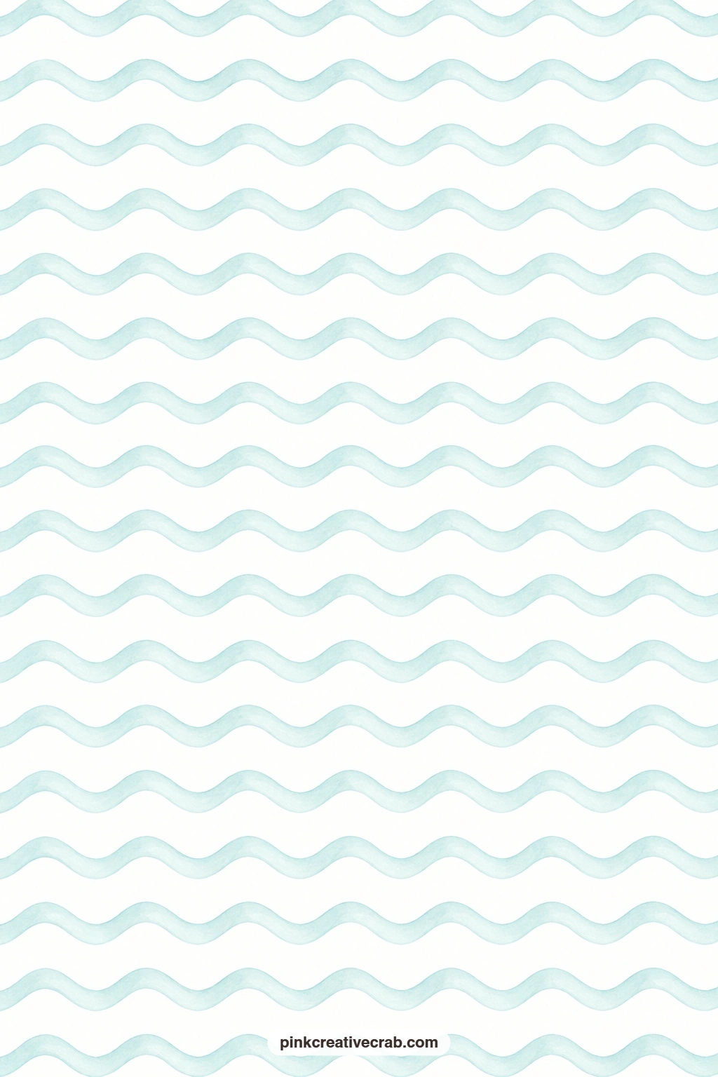 Gentle Wave Rows Paper printable page — Rows of soft aqua waves ripple across white, a quiet texture page behind a journaling card or a strip of washi tape.