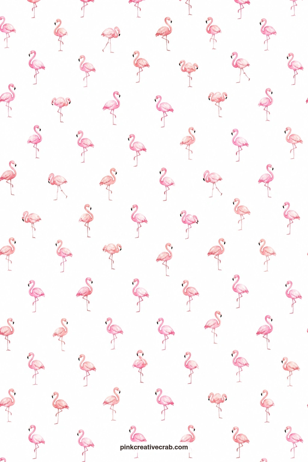Tossed Pink Flamingo Paper printable page — Pink flamingos toss across a white ground, pairing nicely with the Tossed Watermelon Slice Paper for a playful