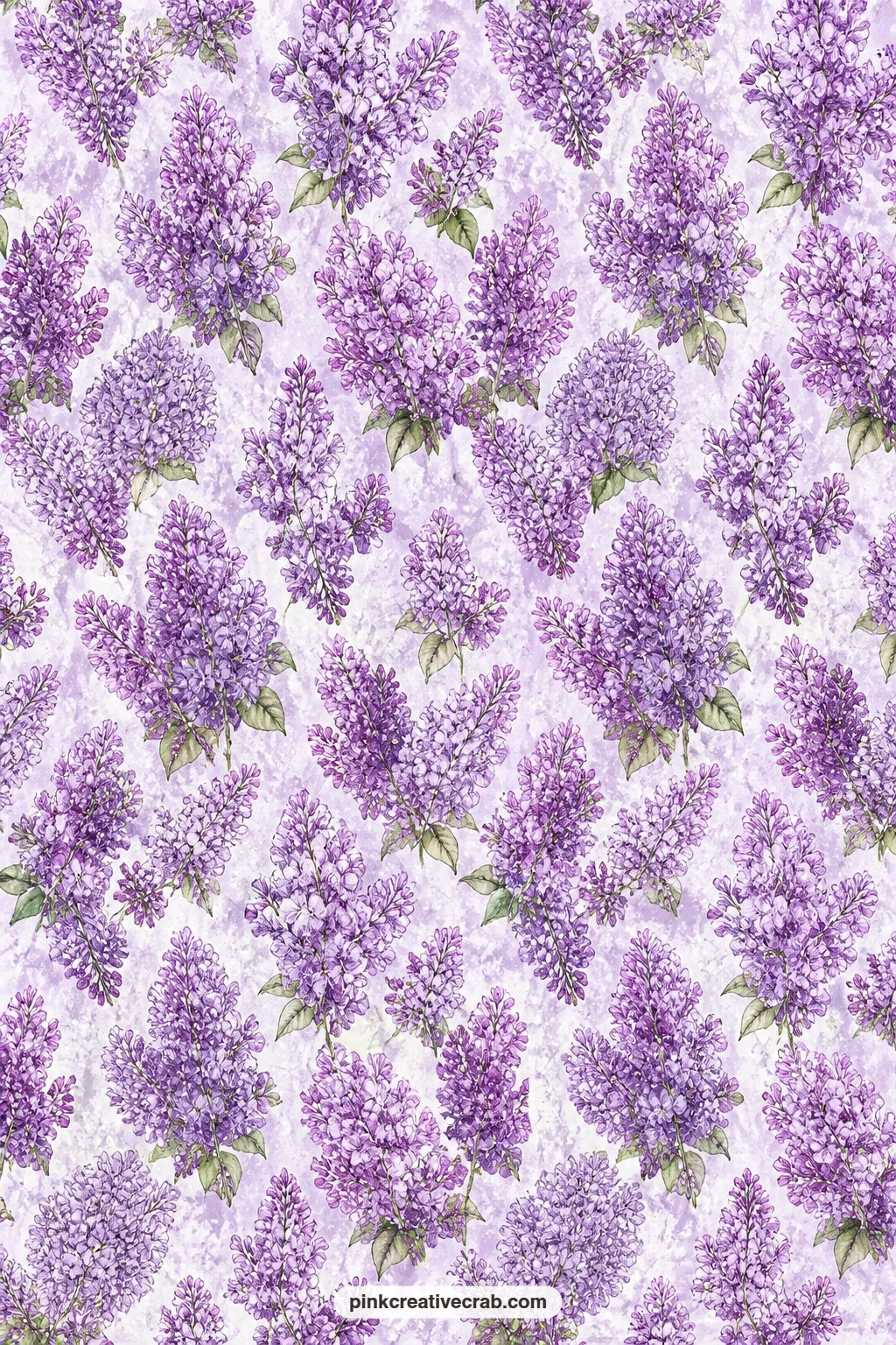Lilac Cluster Floral Paper printable page — Dense clusters of lilac blooms cover this one edge to edge, which makes it a strong card mat behind a small sticker