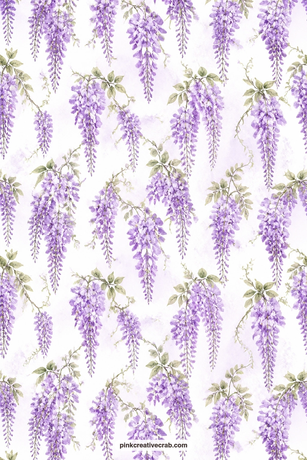 Wisteria Swag Paper printable page — Wisteria hangs from the top edge in repeating swags, which suits a pocket lining best so the trailing blooms show just
