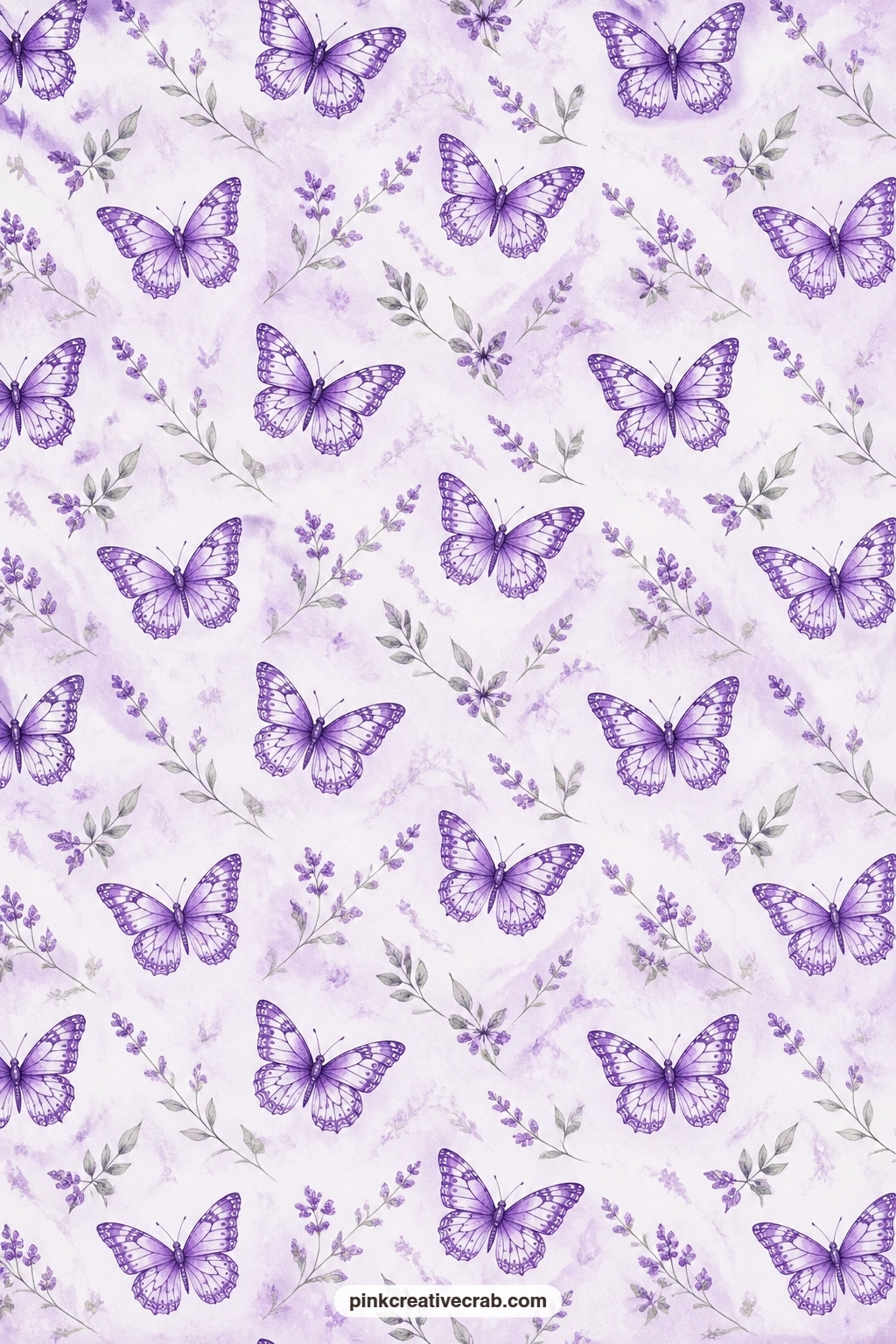 Purple Butterfly Paper printable page — Butterflies scattered over a soft lilac ground make a cheerful journal page base, and pair easily with the iris