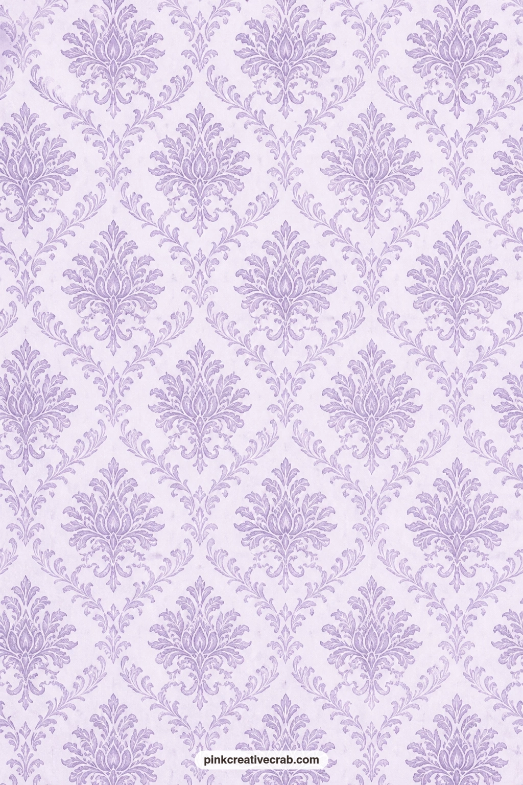 Lavender Damask Paper printable page — A tone-on-tone damask gives a quieter background for a book cover, and reads as a solid from across a room while holding