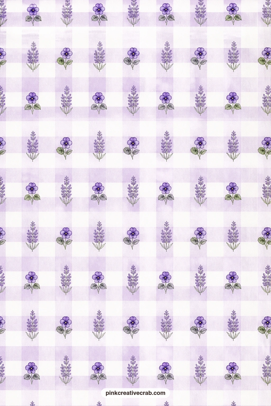 Purple and White Gingham Paper printable page — A classic gingham check works as a card mat behind a sticker, or trimmed thin as a border strip along the edge