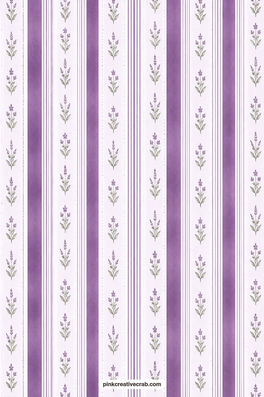 Plum and Lilac Stripe Paper printable page — Stripes of different widths in plum and lilac make a strong wrapping paper for a small gift, with enough contrast
