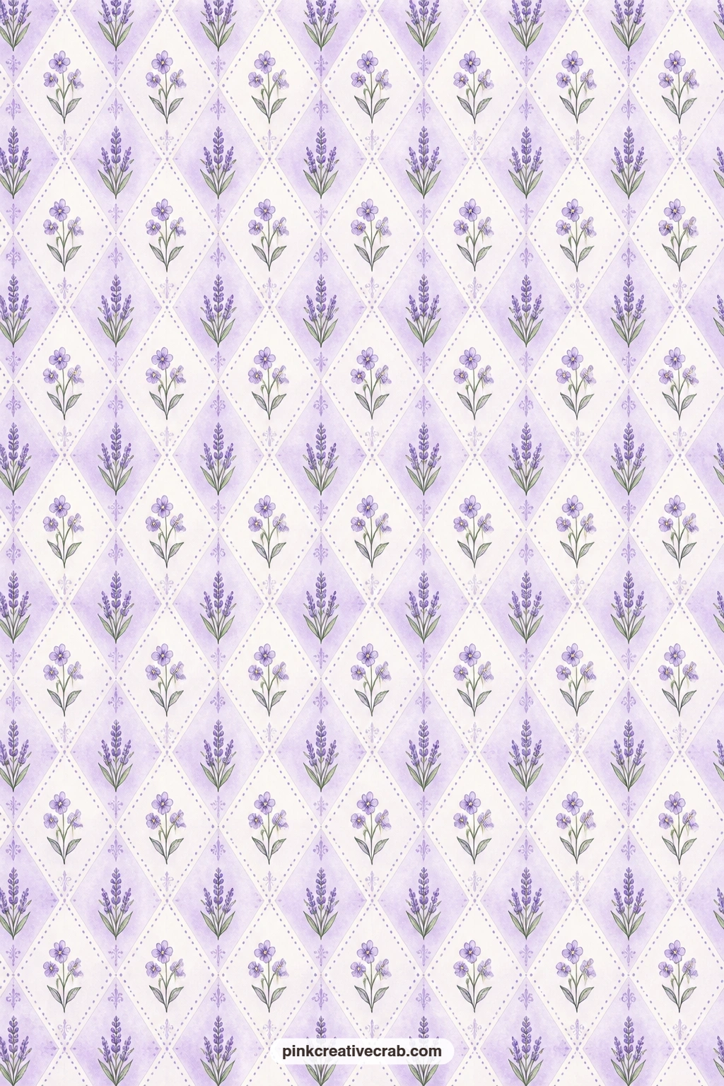 Lilac Diamond Harlequin Paper printable page — A harlequin diamond grid in lilac and white gives a card base a bit of movement, and pairs well with the gingham
