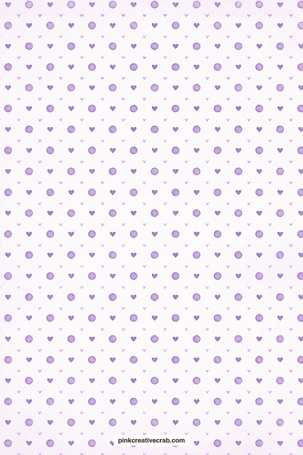 Purple Polka Dot Heart Paper printable page — Purple polka dots with tiny hearts tucked between them make a playful pocket lining, and pair nicely with the