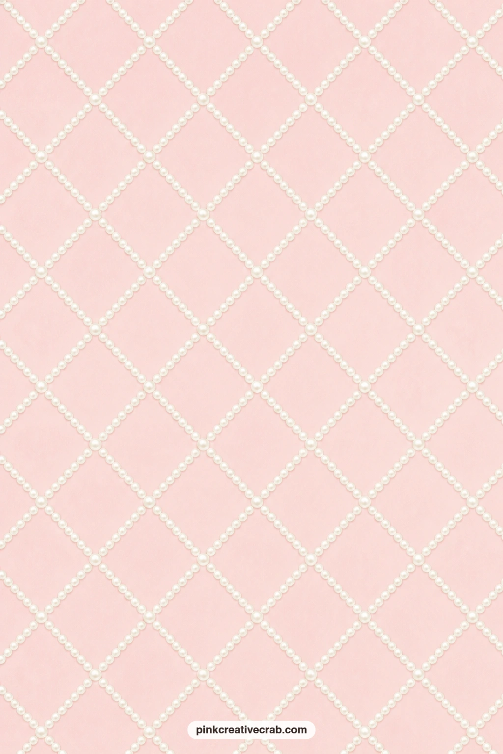 Pearl Lattice Paper printable page — Pearl strands crossing in a lattice over blush make a pretty pocket lining for a vanity or jewelry themed junk journal