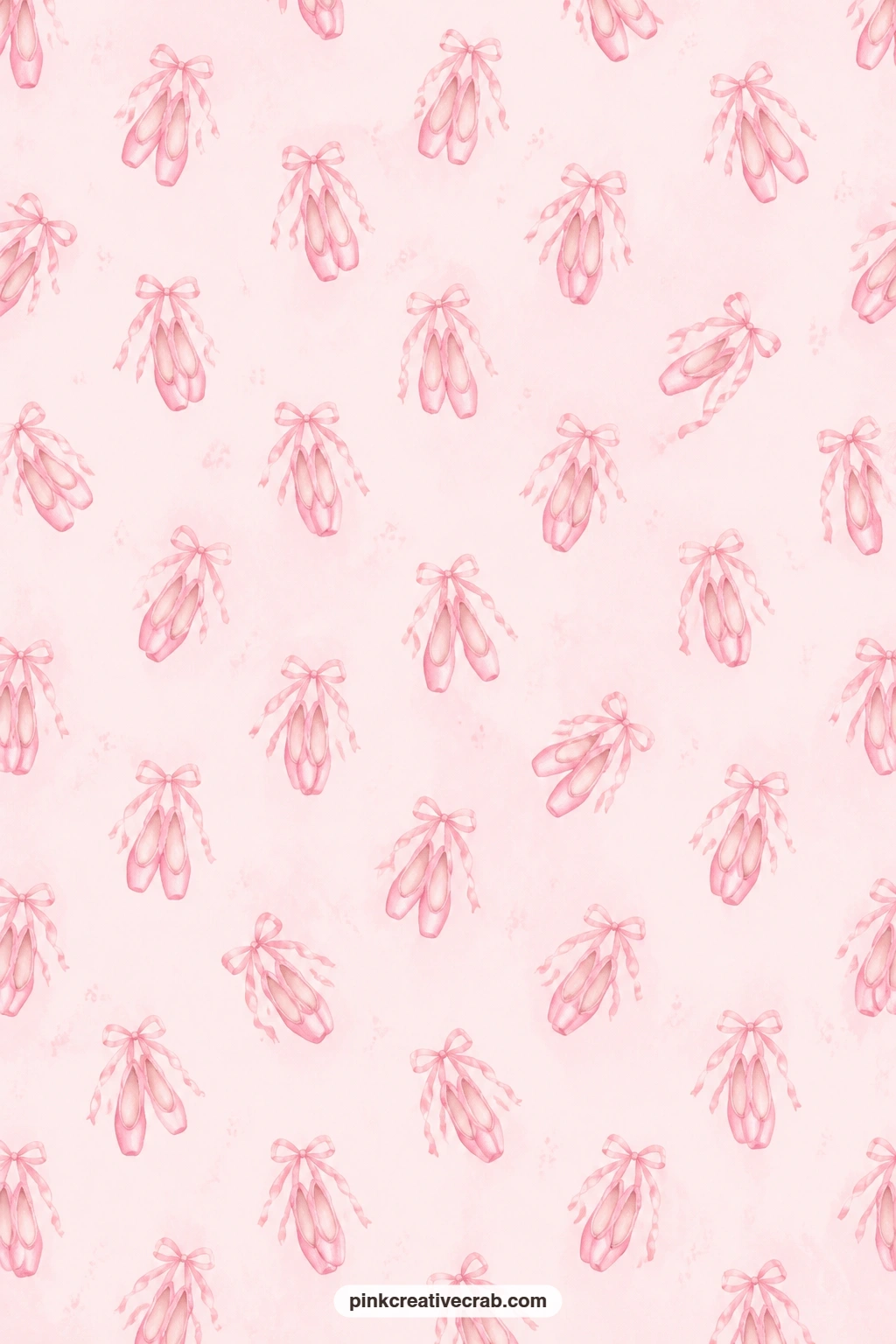 Ballet Slippers Scatter Paper printable page — Ballet slippers scattered across pale pink make a fitting book cover for a dance recital journal or a childhood