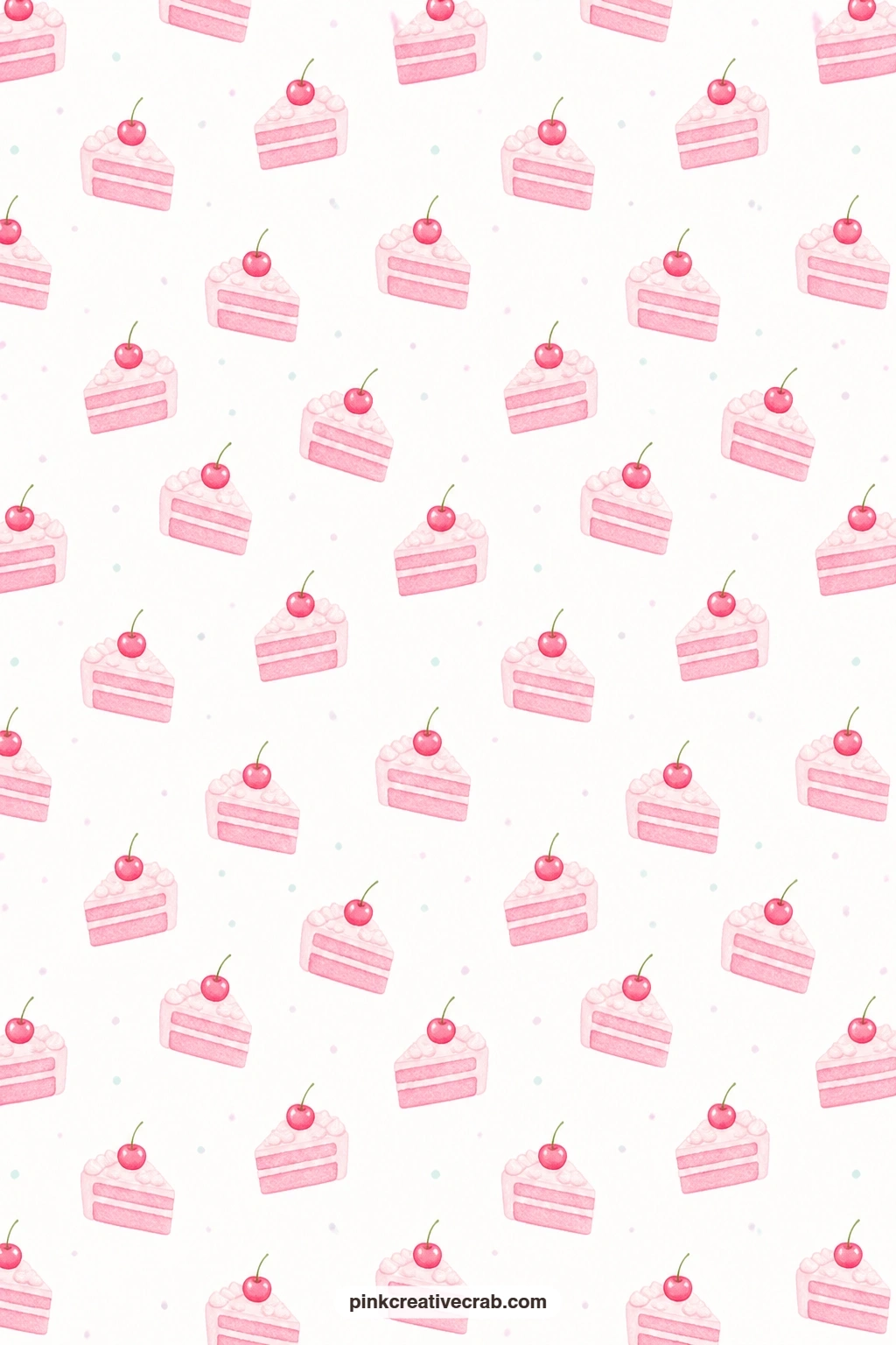 Pink Cake Slices Paper printable page — Pink cake slices topped with cherries on white make a fun book cover for a party planning journal or a birthday