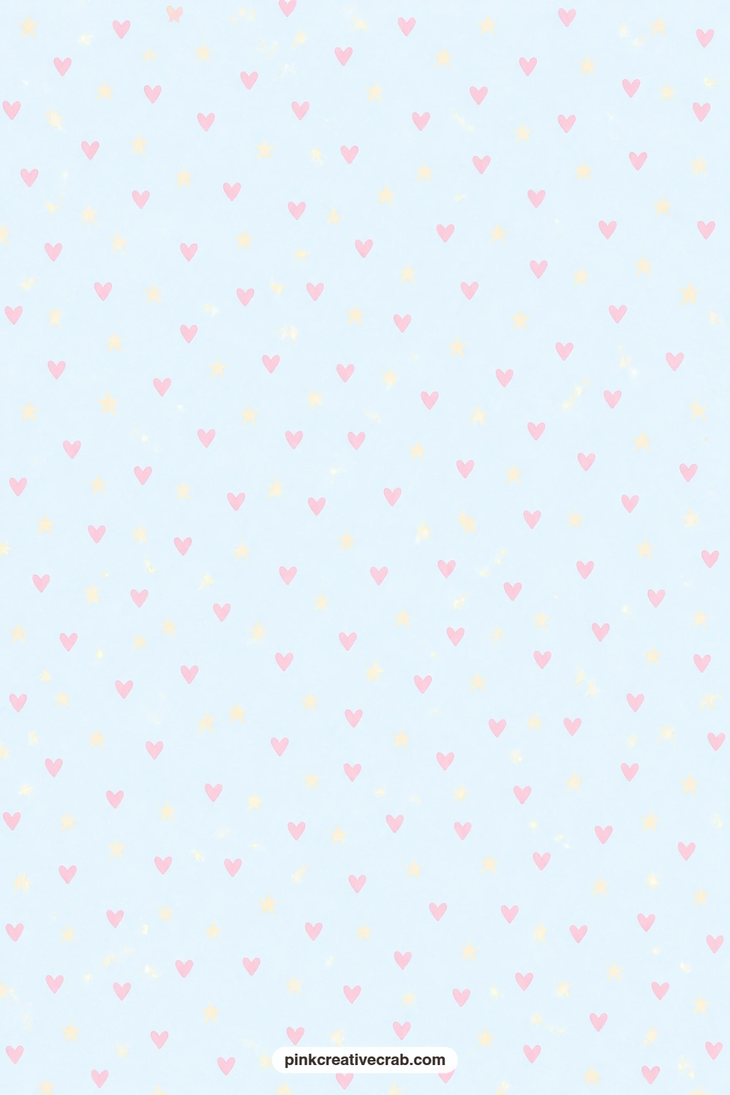 Hearts and Stars Paper printable page — Tiny hearts and stars scattered on pale blue make a playful pocket lining for a kids keepsake journal or a card for a