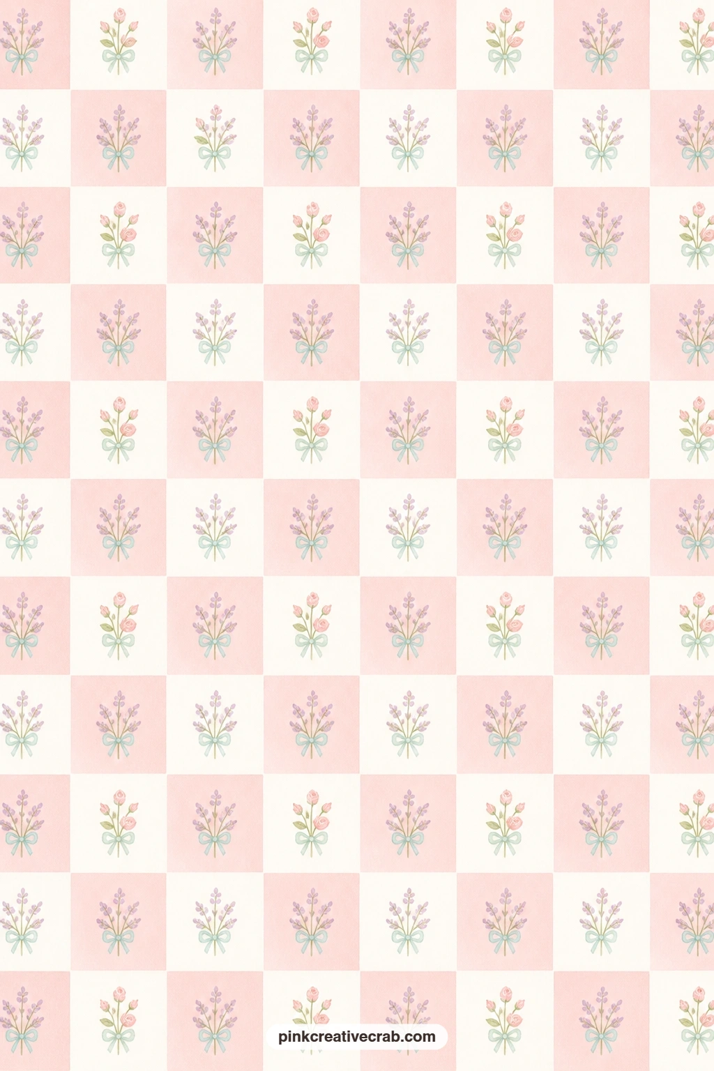 Blush Checkerboard Paper printable page — A blush and white checkerboard gives a bold geometric base, good under a photo mat or paired with any of the floral