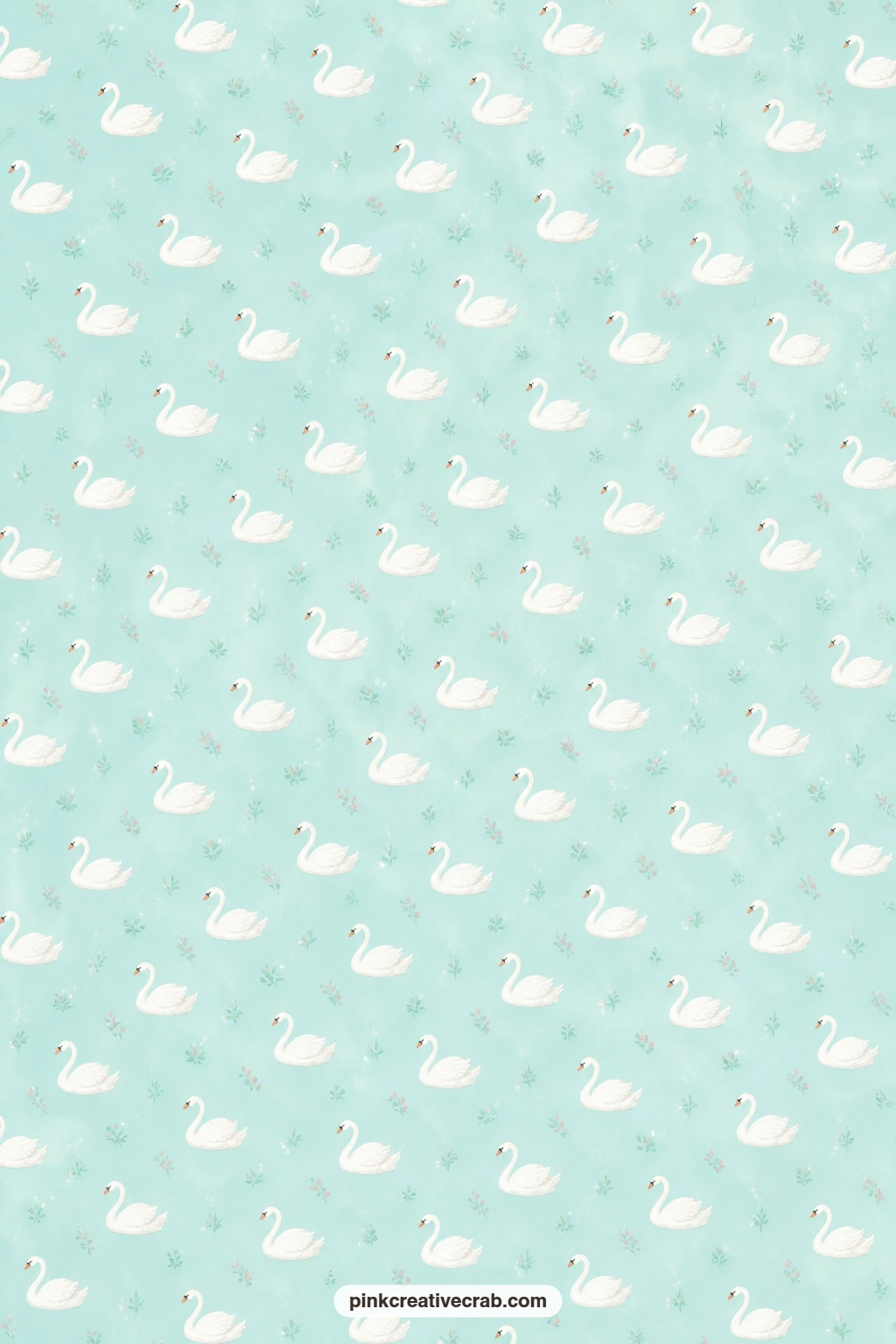 White Swans on Aqua Paper printable page — White swans scattered on pale aqua make a graceful book cover for a wedding or anniversary keepsake, close in feel