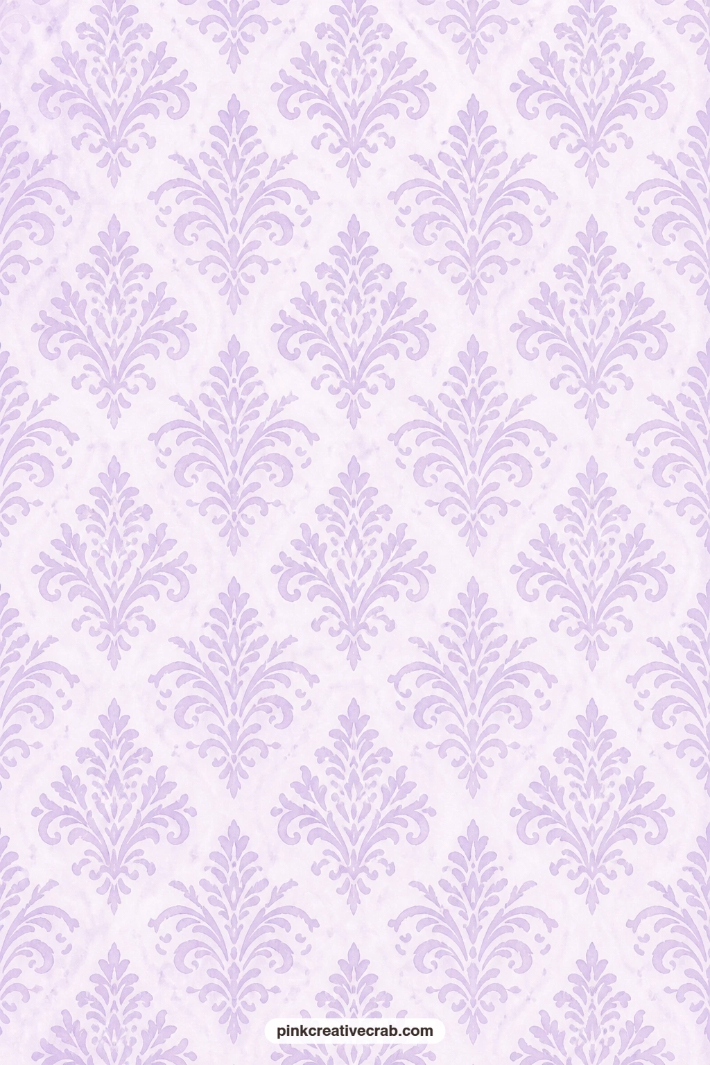 Lilac Damask Paper printable page — A soft lilac damask gives the set a quieter formal note, useful as a card mat or as a calm page base beside the busier icon