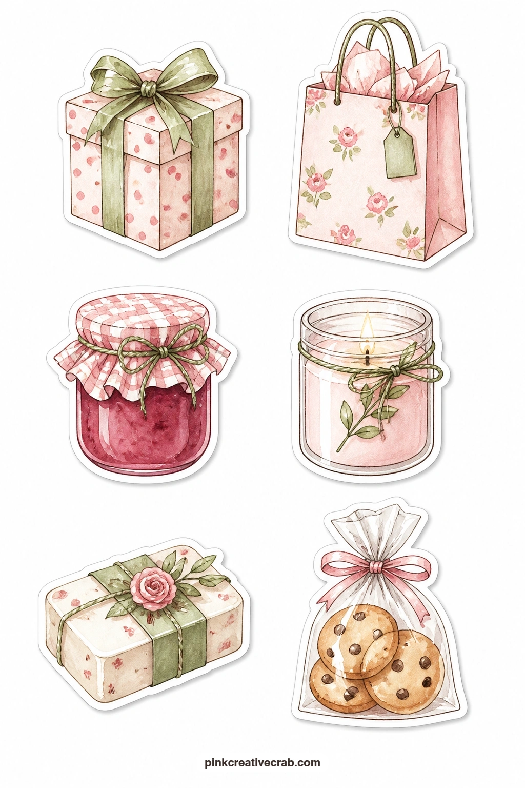 Little Gift Stickers printable page — Print this sheet on sticker paper for a quick peel and stick finish on gift bags and parcel boxes, or print it on plain