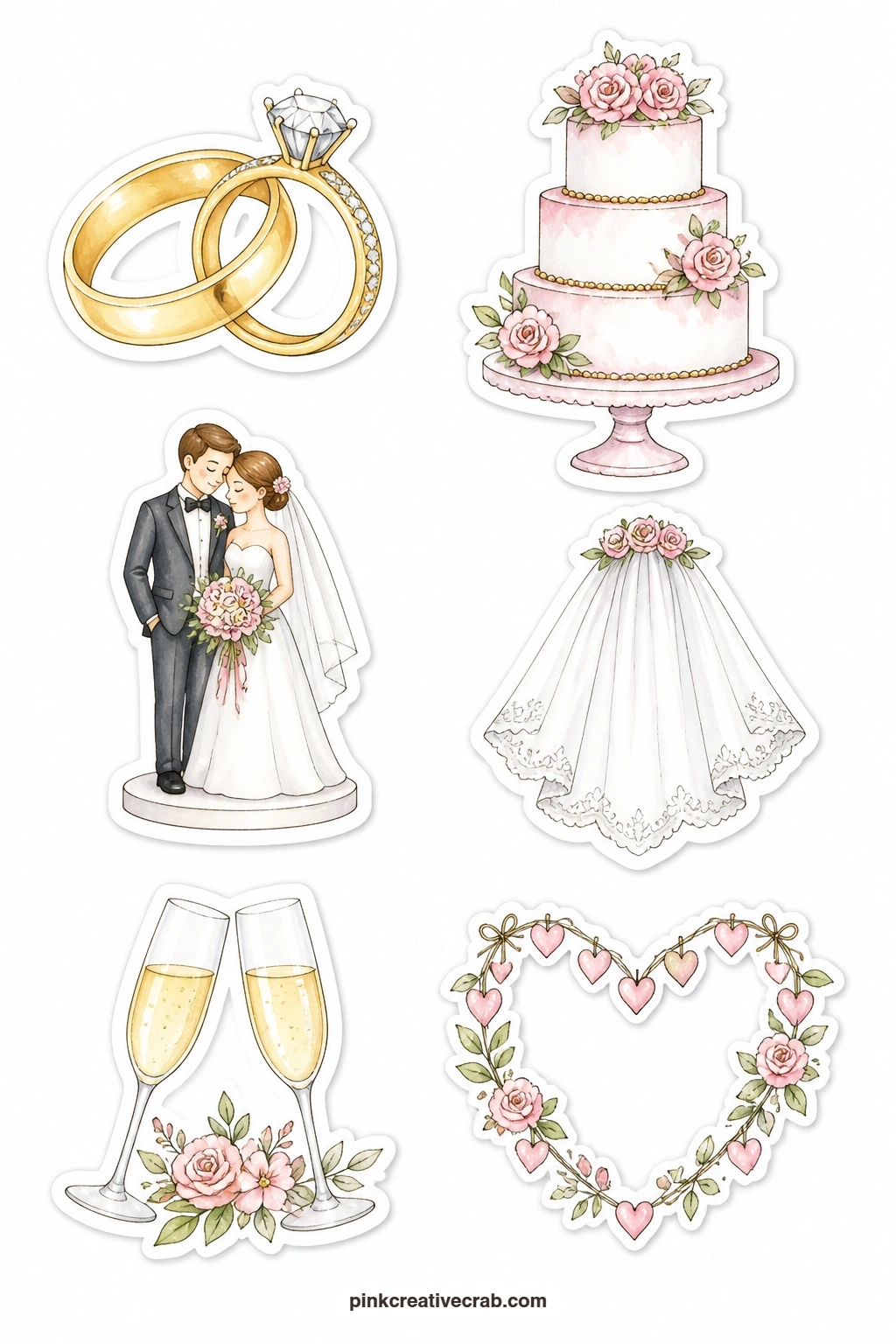 Wedding Thank You Stickers printable page — Set this sheet aside for the thank you cards that go out after the wedding itself, since a pair of rings, a wedding