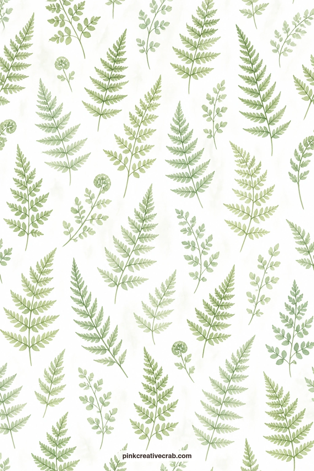 Fern Botanical Print Paper printable page — Soft green fern fronds spread in a botanical print that pairs well with the Cabbage Rose Bloom Paper for a garden