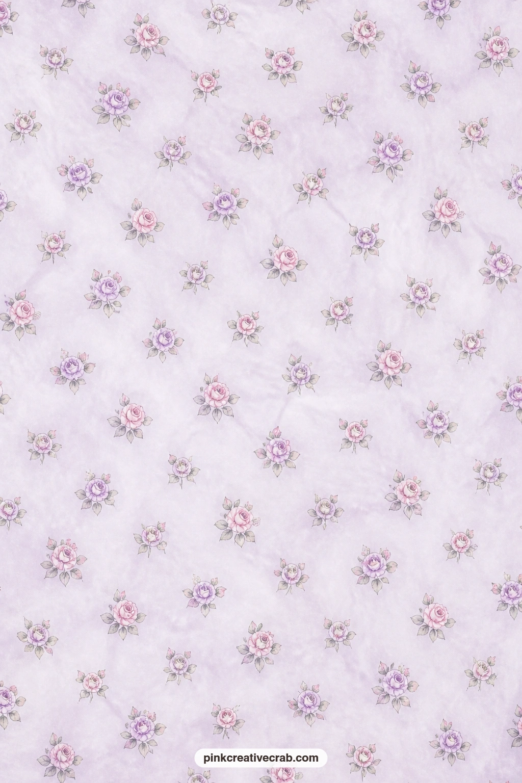 Watered Silk Rose Texture Paper printable page — A pale lilac watered silk texture carries tiny roses for a gentle gift wrap when the parcel is small and