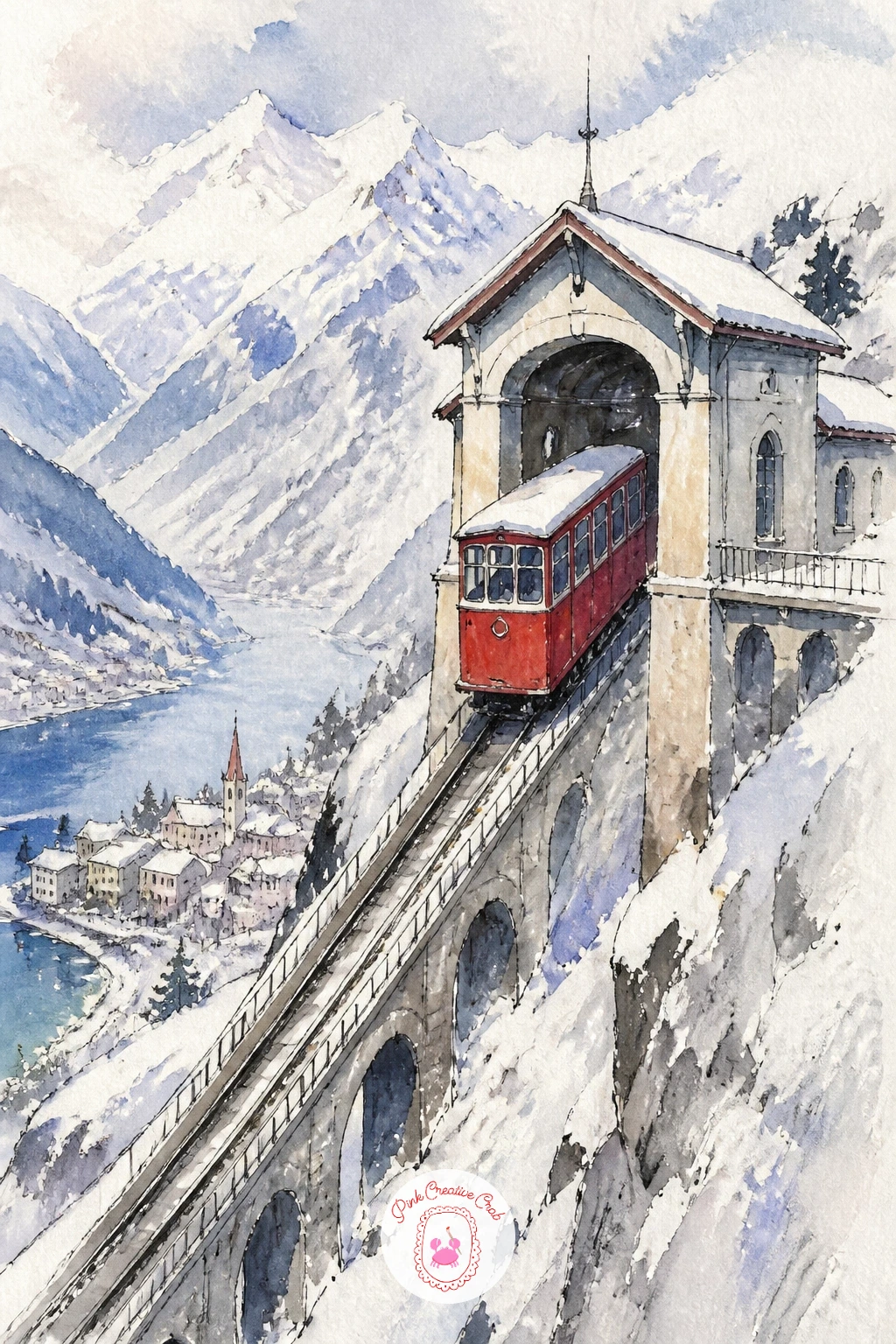 Funicular Station Above a Snowy Mountain Village — Take on the most ambitious structure on this list with a funicular station perched above a snowy mountain