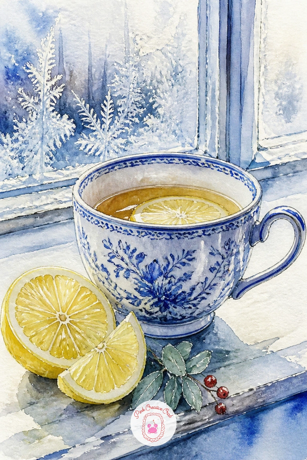 Blue And White Teacup With Lemon Slices — A blue and white teacup with lemon slices on a frosty morning is a good one for practicing a light source, since the