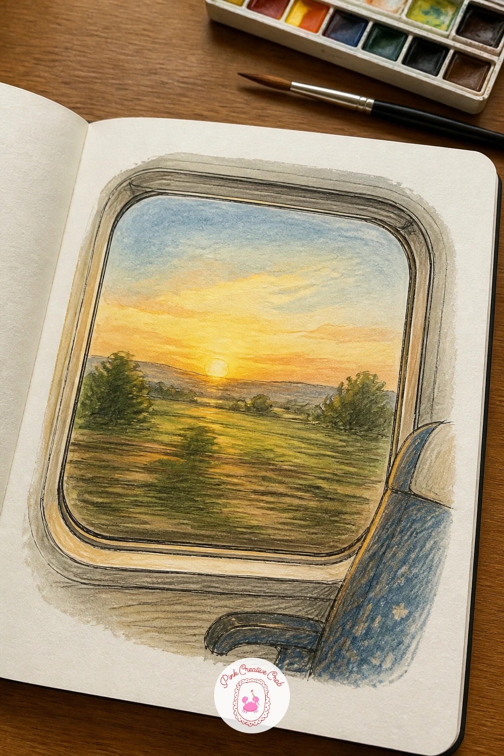 Sunrise From a Train Window — Widen back out for a sunrise seen from a train window on the first work day of the year. January drawing ideas