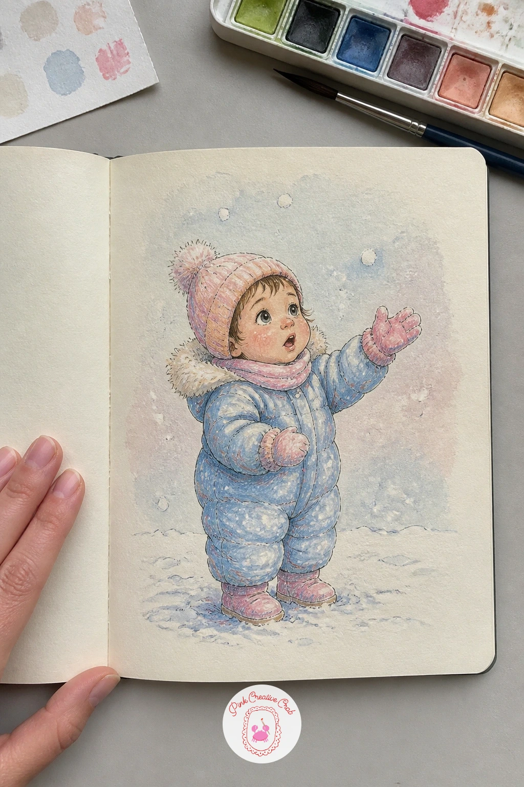 Toddler Meeting Snow for the First Time — Soften the pace for a toddler meeting snow for the first time with wide eyes. January drawing ideas