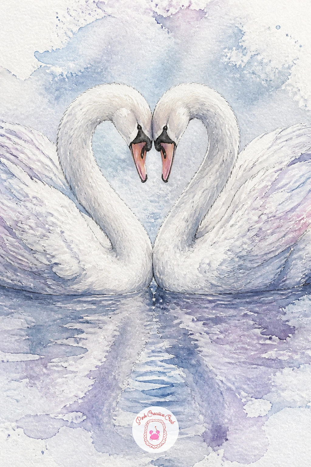 Swan Pair Making a Heart Shape — Once a single swan feels comfortable, try the pair making a heart shape with their necks on icy water. Swan drawing
