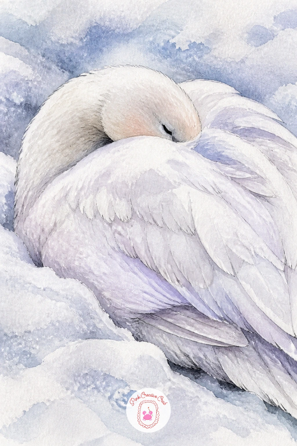 Sleeping Swan on a Snowbank — For a quieter mood, try a swan tucking its head under its wing to sleep on a snowbank. Swan drawing