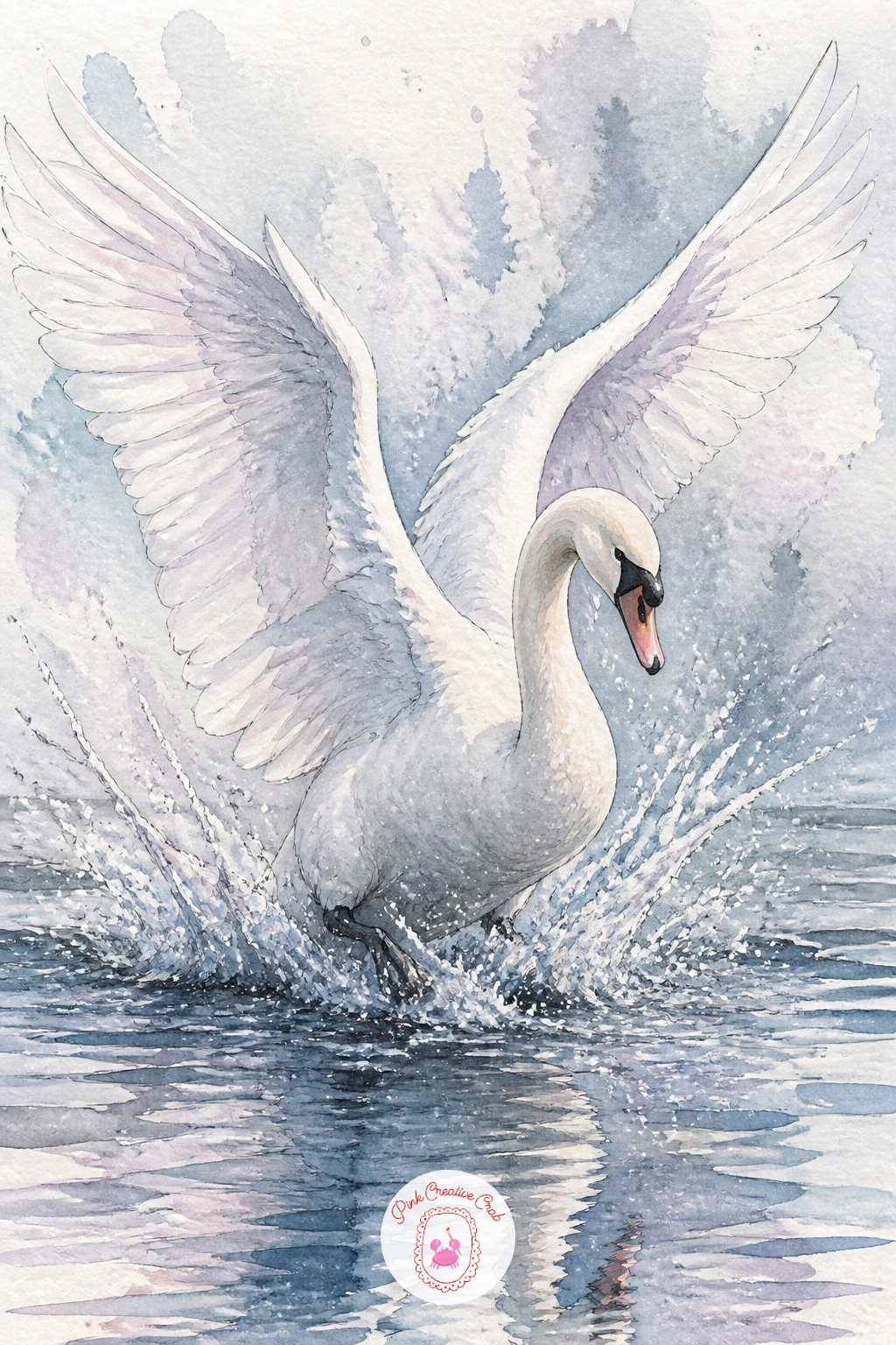 Swan Landing in a Splash of Spray — Keep the energy up with a swan landing on open water in a splash of spray. Swan drawing
