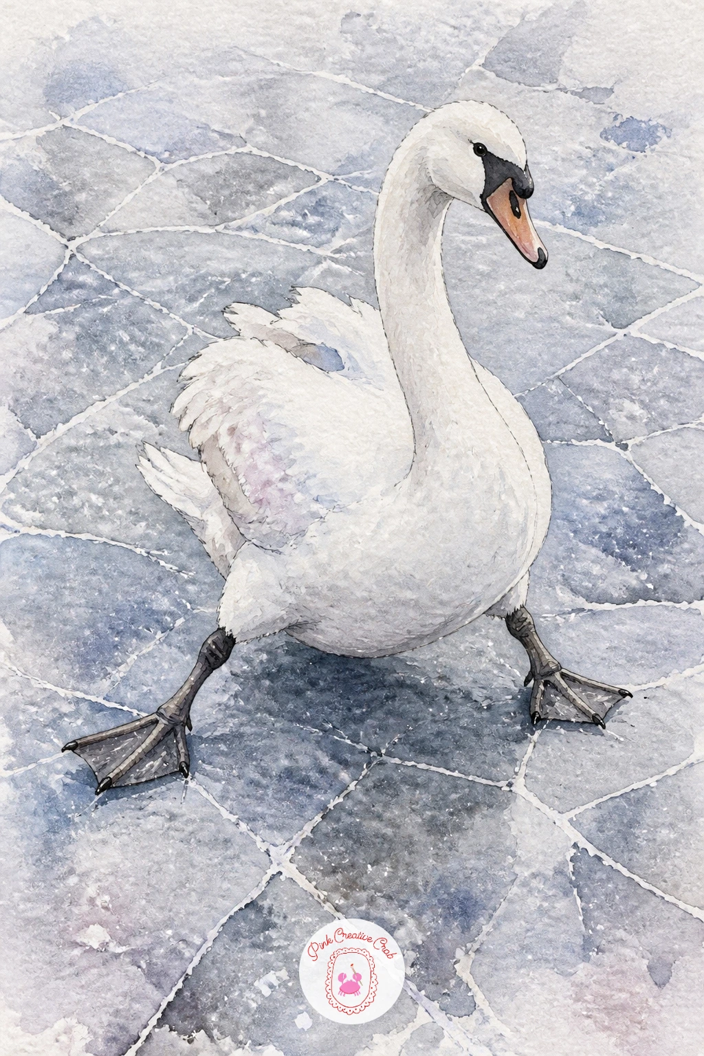 Swan Walking Awkwardly on Ice — Swans are famous for grace on water and comedy on land, so try a swan walking awkwardly across a frozen pond next. Swan drawing