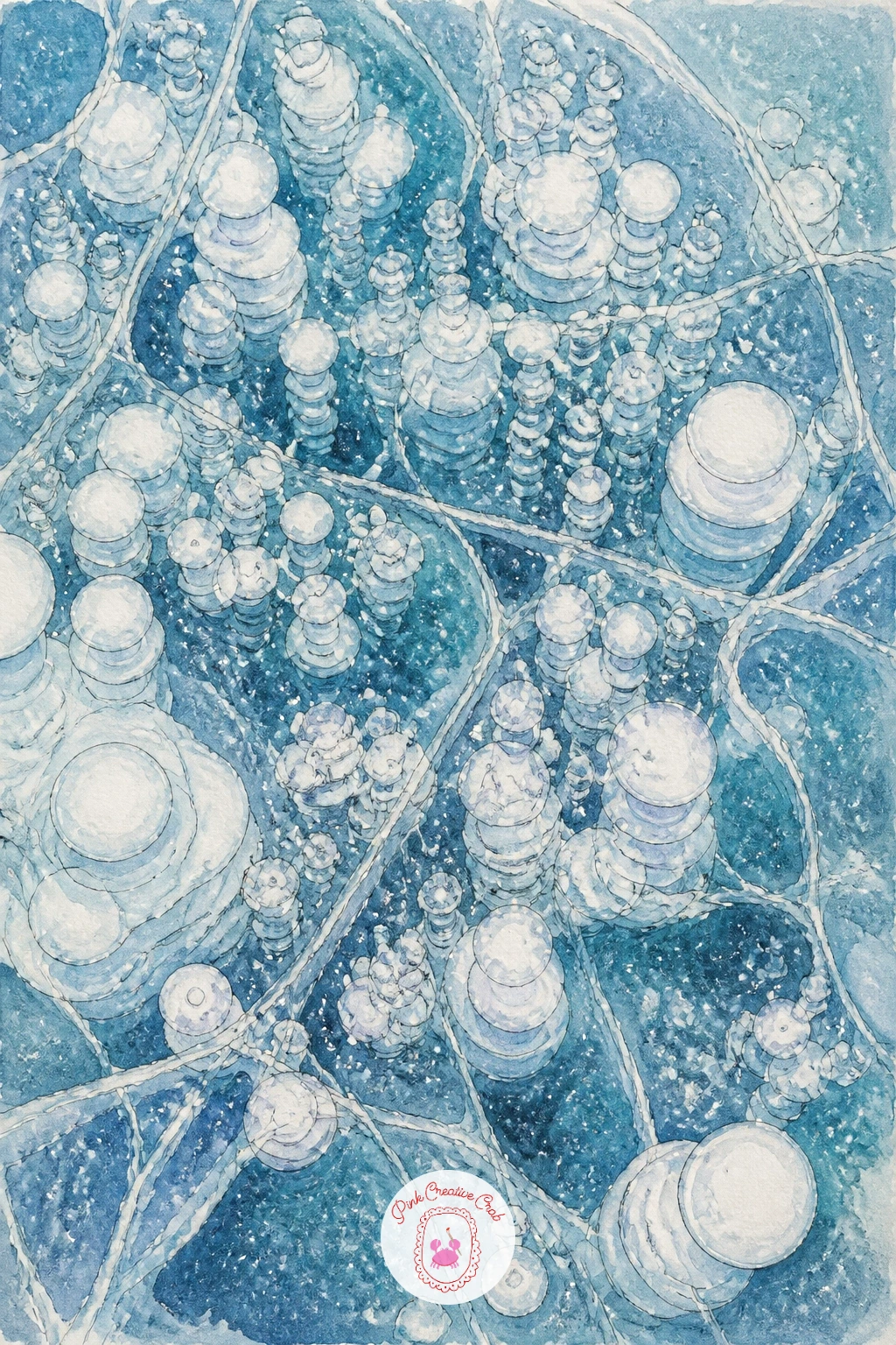 Ice Bubbles In A Frozen Lake From Above — Trapped ice bubbles seen looking straight down into a frozen lake make a striking, almost abstract page after so many