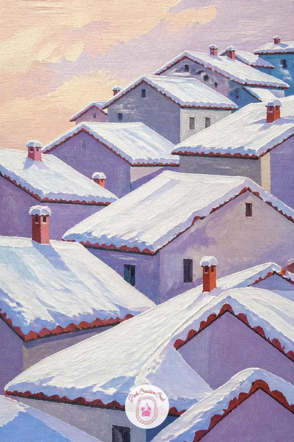 Terracotta Roofs of a Hill Town — Snow piled on warm terracotta roofs gives you the best colour contrast on this whole list, so it is worth tackling once you