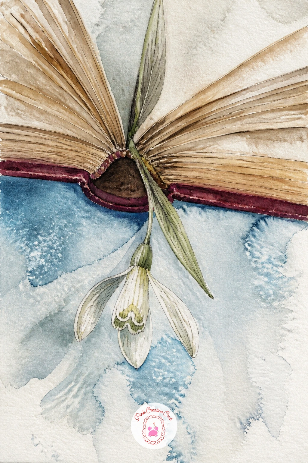 Pressed Snowdrop Falling From a Book — A pressed snowdrop falling out of an old book is a quiet, small subject that suits a close, almost still-life approach.