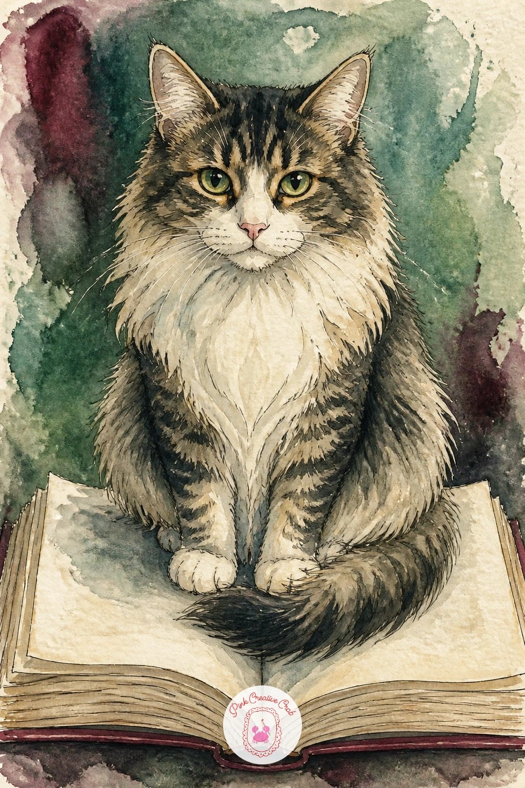 Cat Sitting on an Open Book — A cat sitting on an open book someone is trying to read is a small comedy of frustration worth capturing in loose washes. Book