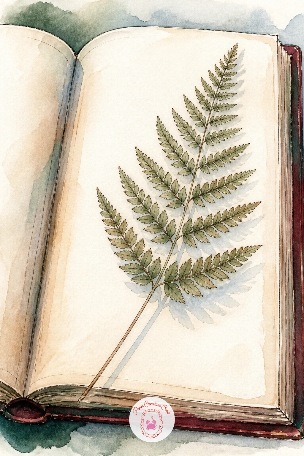 Poetry Book With a Pressed Fern — An open poetry book with a pressed fern on the page returns to a quieter, close-up subject after the busy fort scene. Book