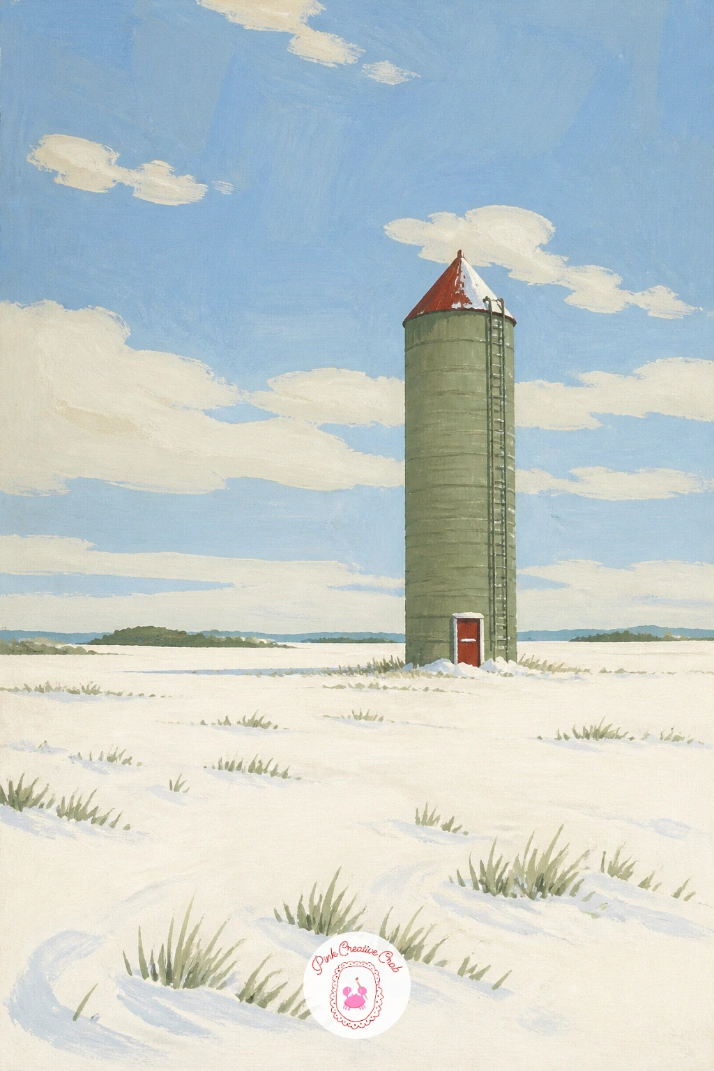 Snowy Prairie With a Lone Grain Silo — A snowy prairie with a lone grain silo under a big sky is a good lesson in restraint, since the whole feeling of this
