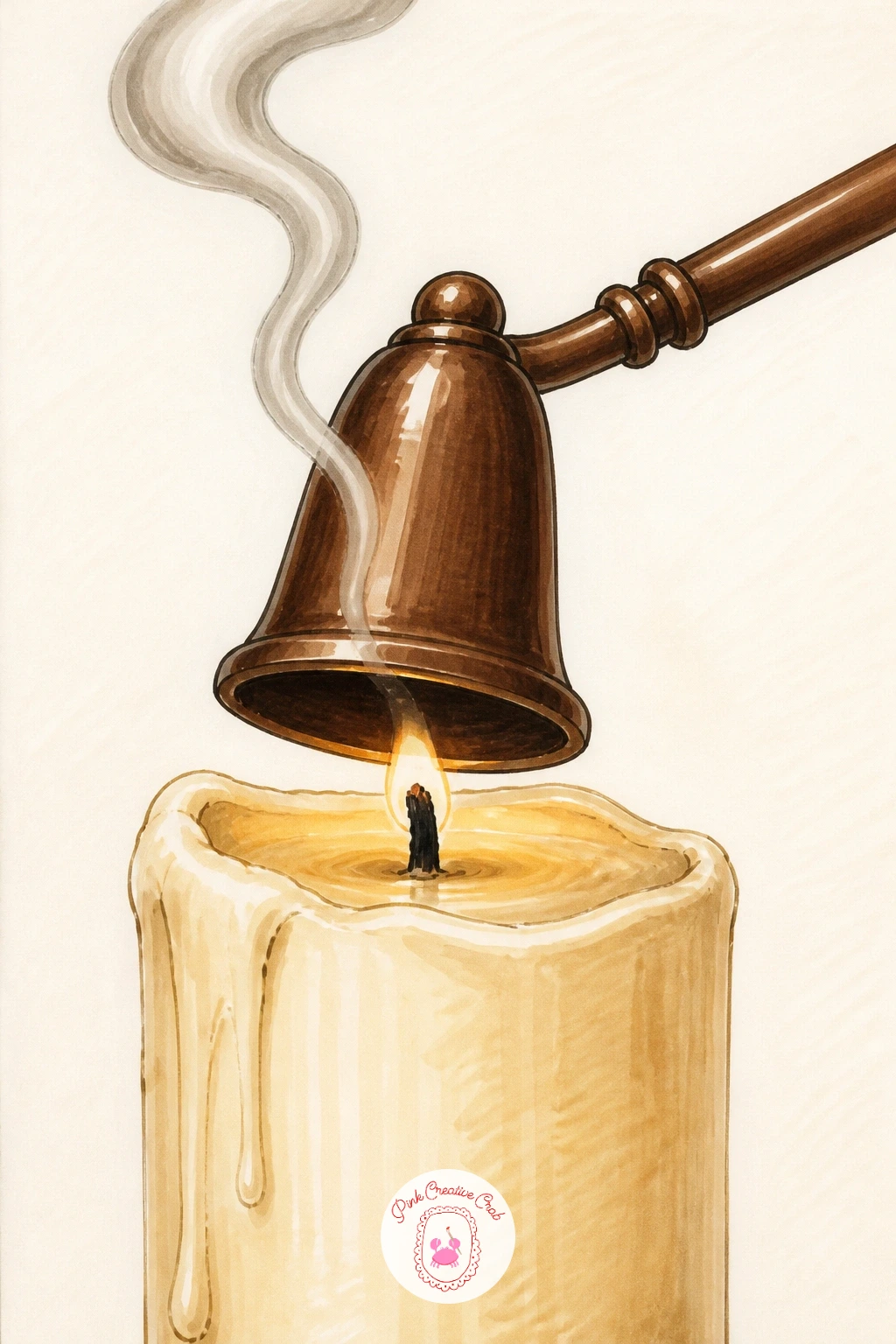 Snuffer and a Curl of Smoke — Draw the ending of a flame for once: a snuffer putting out a candle with a curl of smoke rising. Candle drawing