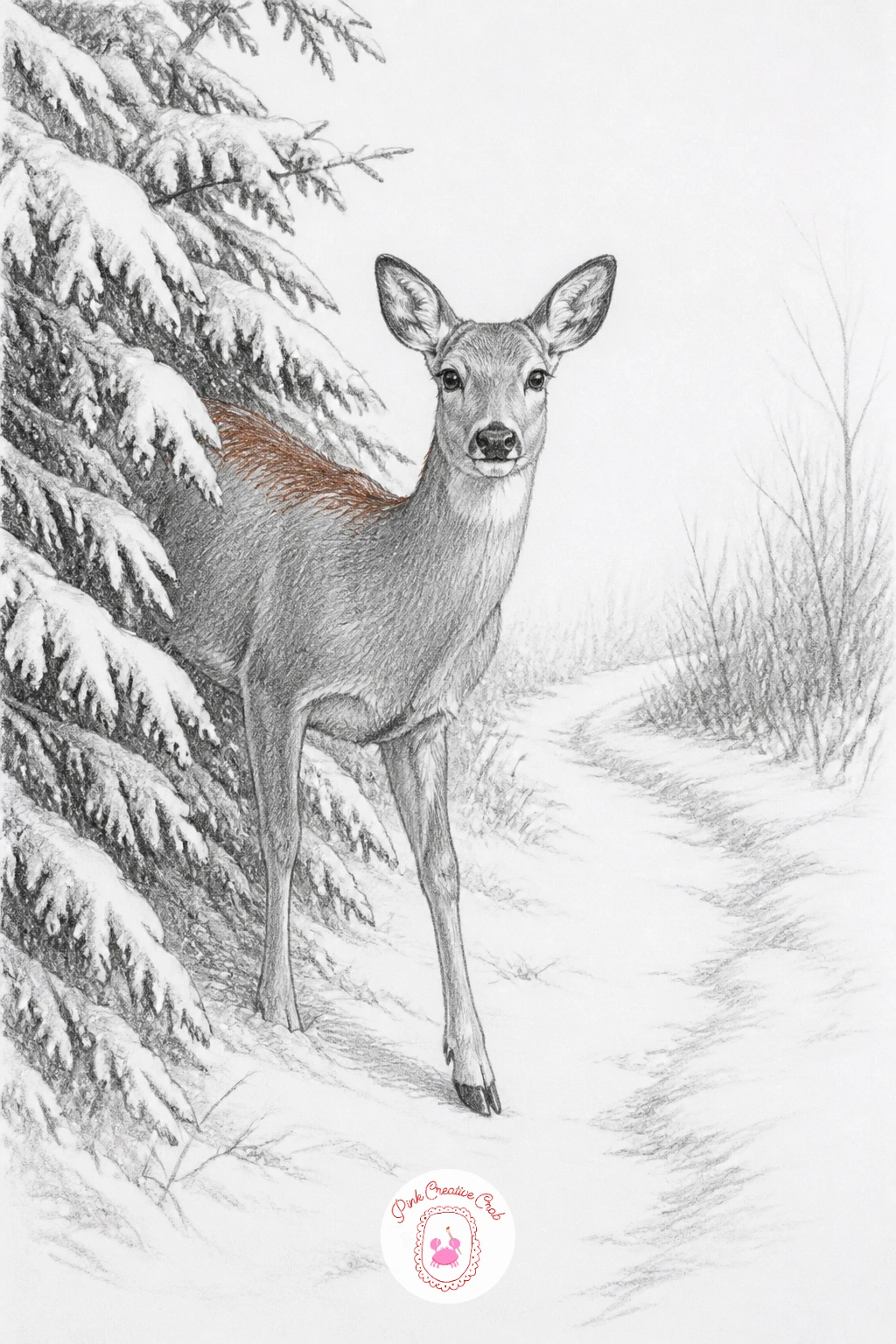 Deer Stepping Onto The Path — A deer stepping out of the trees needs its proportions sorted before any fur goes on the page. Forest drawing