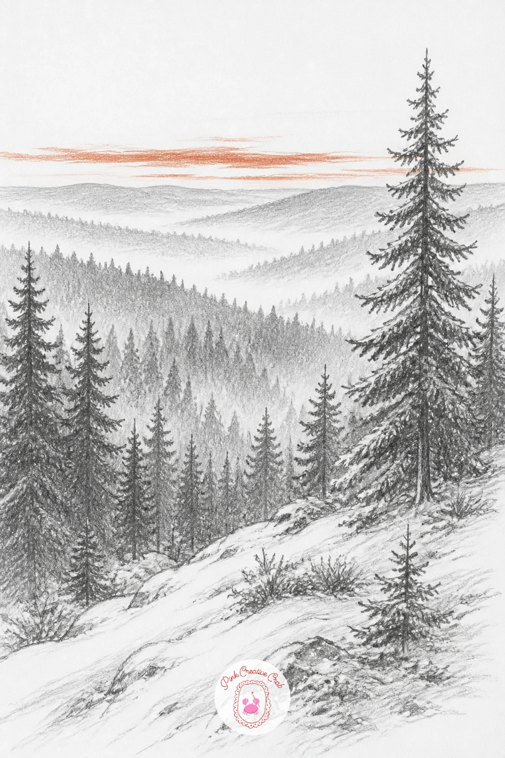 Misty Spruce Forest From A Hilltop — Shifting to a wide hilltop view changes the whole approach, so work from the top of the page down: the farthest ridgeline