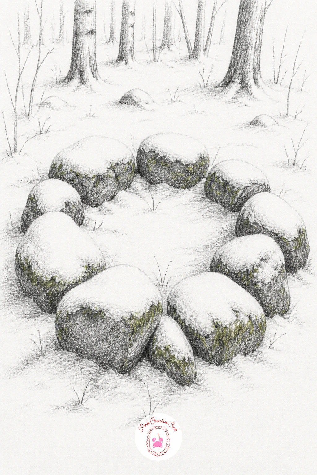 Ring Of Mossy Stones Under Fresh Snow — A ring of mossy stones gives you a quiet, almost abstract subject to close out the smaller scenes on this list. Forest