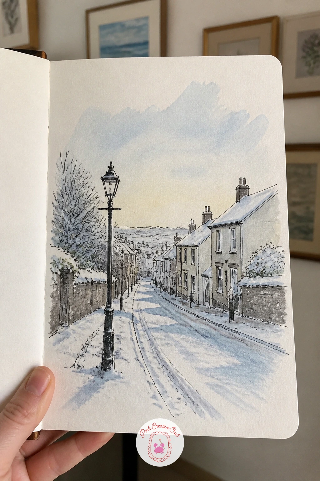 View Down Your Street After Snowfall — Look at your actual street before you draw it, and set the horizon line low on the page, about a third up from the