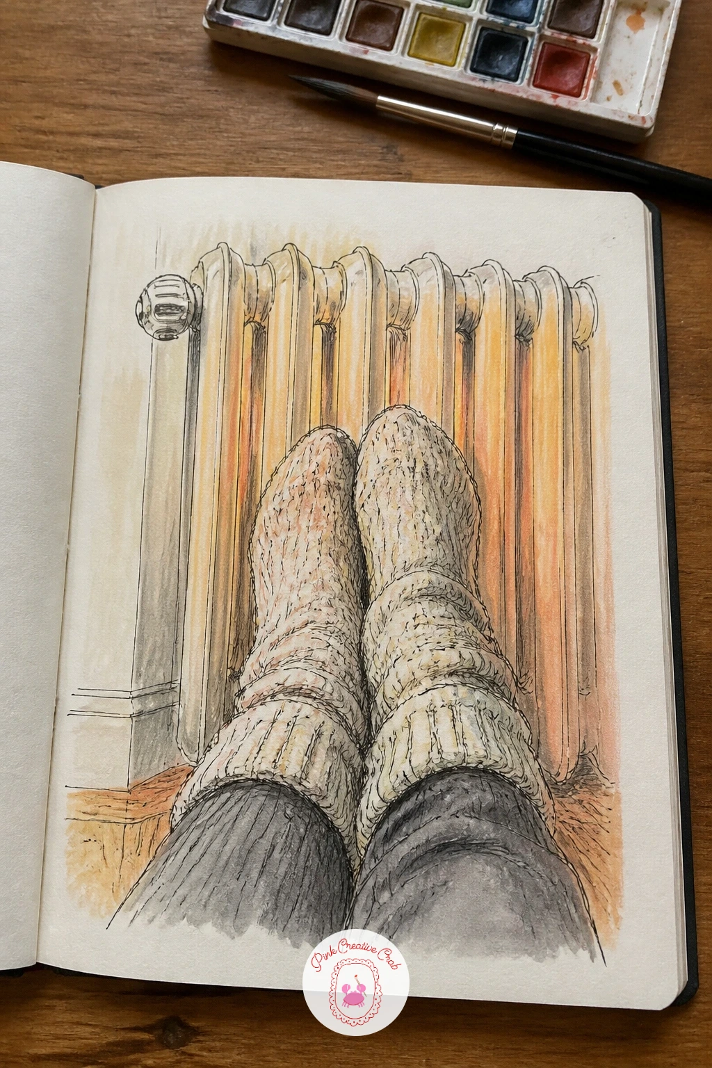 Feet in Wool Socks by the Radiator — Work from a low eye level for this one, as if you are actually sitting in the chair looking down at your own feet, which