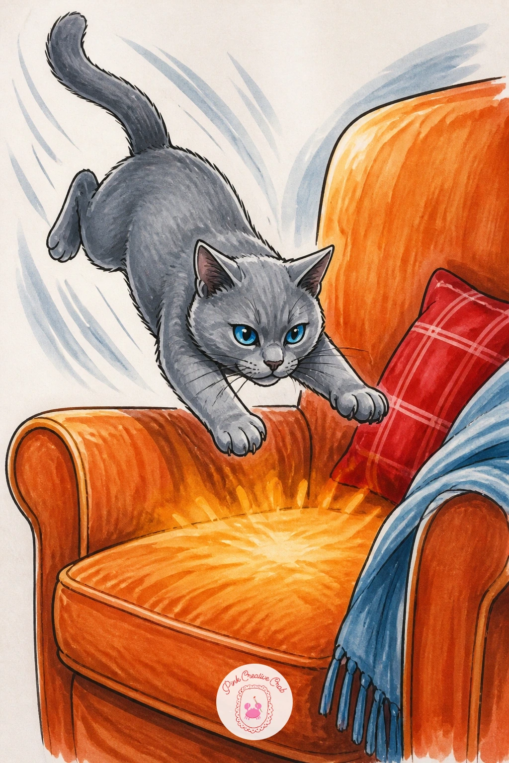 Cat Stealing the Warm Seat — Give the window-watcher a partner scene: a cat stealing the warm seat the instant someone stands up. Silly cat drawing