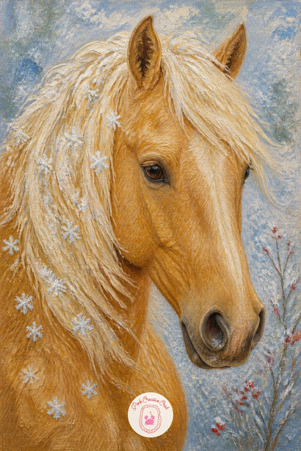Palomino With Snowflakes in Its Pale Mane — A palomino's coat needs careful mixing to avoid going either too orange or too muddy, so start with a base of raw