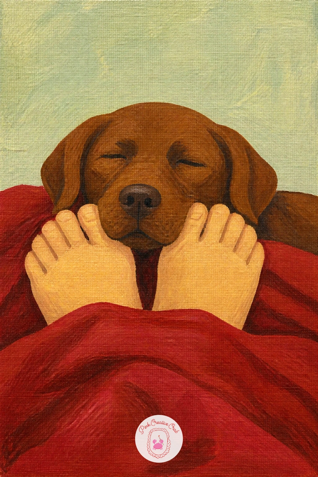 Dog Resting on Its Sleeping Owner's Feet — A dog resting its head on its sleeping owner's feet asks you to paint most of a figure in shadow, since the focus