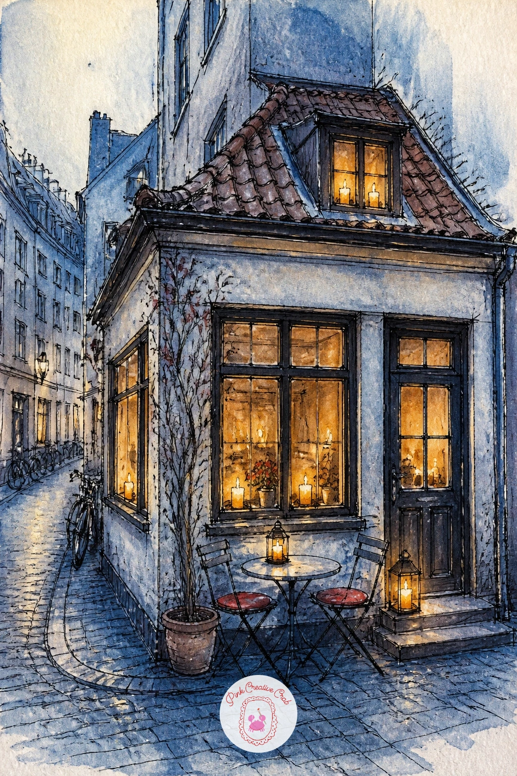 Tiny Copenhagen Cafe at Candlelight — Follow the terrace with something smaller and cozier, a tiny Copenhagen cafe with candles lit on every windowsill. Cafe