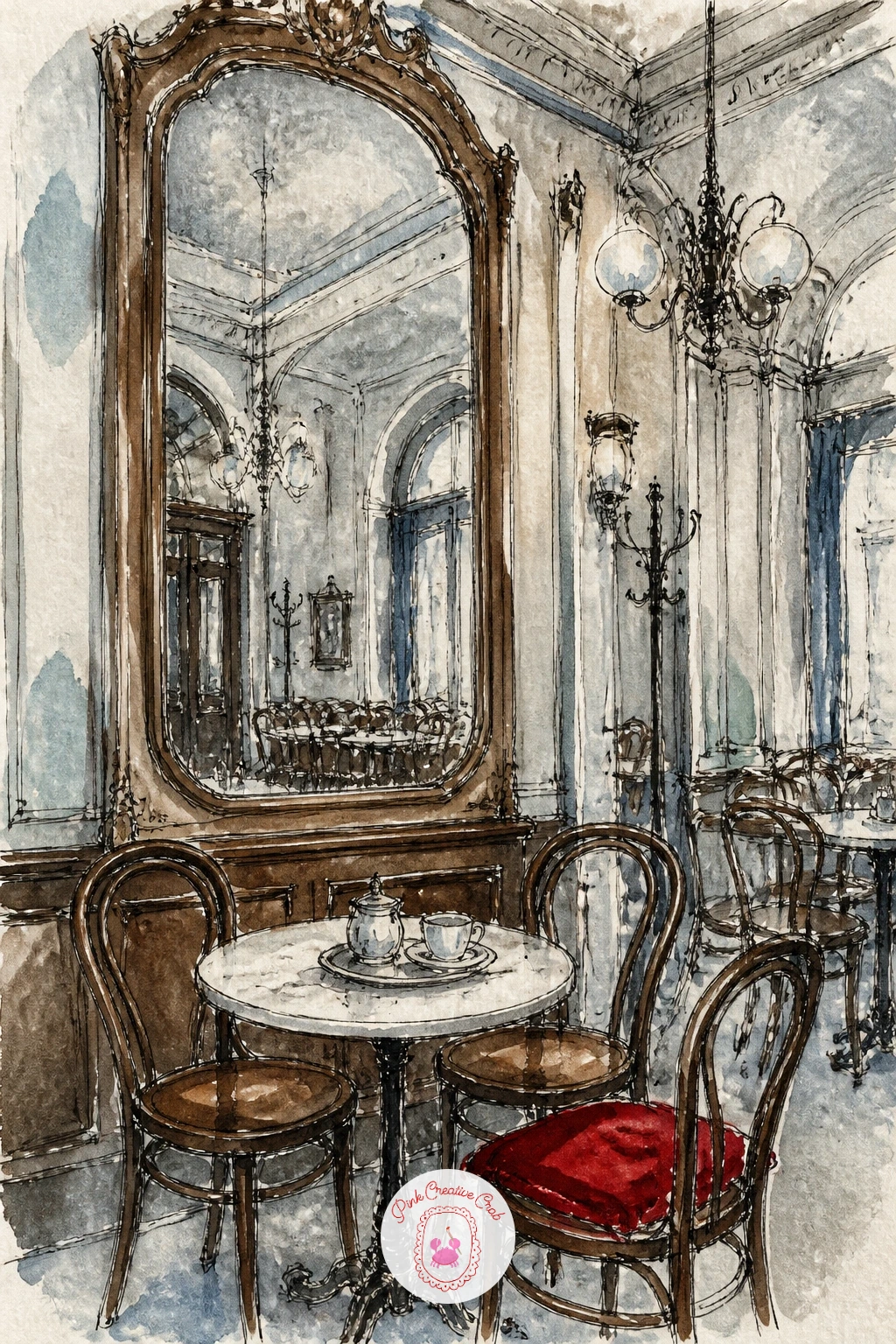 Old Viennese Coffee House — Return indoors to something grander, an old Viennese coffee house with bentwood chairs and tall mirrors along the walls. Cafe