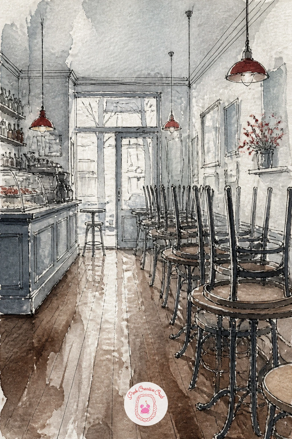 Empty Cafe at Opening Time — Try the quietest scene on this list, an empty cafe at opening time with the chairs still stacked up or turned onto the tables.